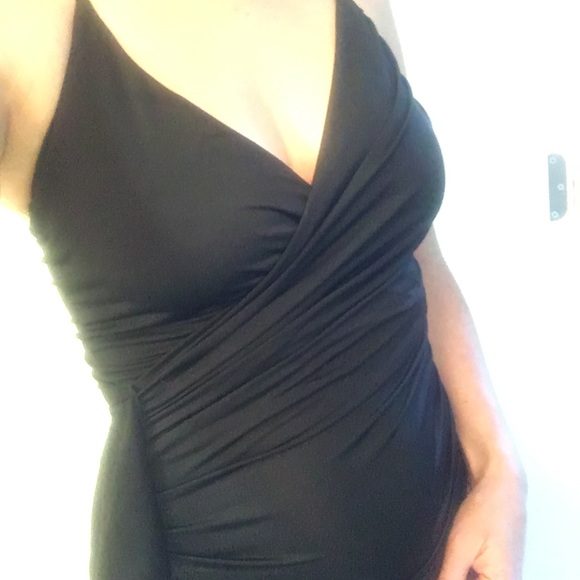 Black Slinky Wrap Halter Top - Picture 2 of 5